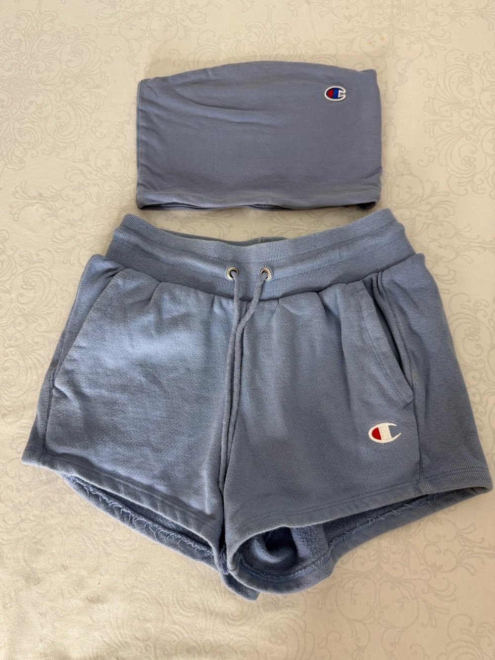 Champion Tube Cropped Top and Reverse Weave Shorts Sweat Set Size Small